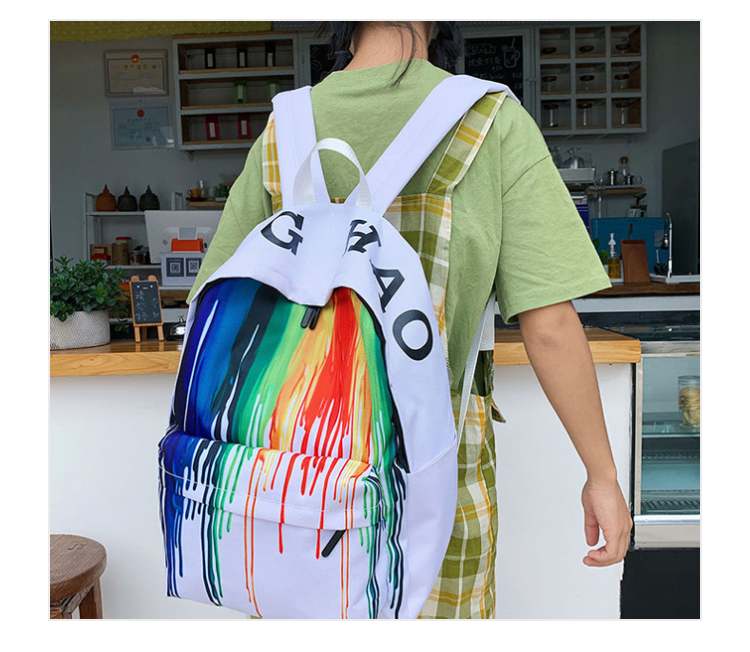 Rainbow Backpack Homosexual School Bag Canvas Back
