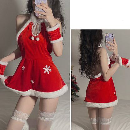 Underwear Christmas Cute Velvet Nightdress