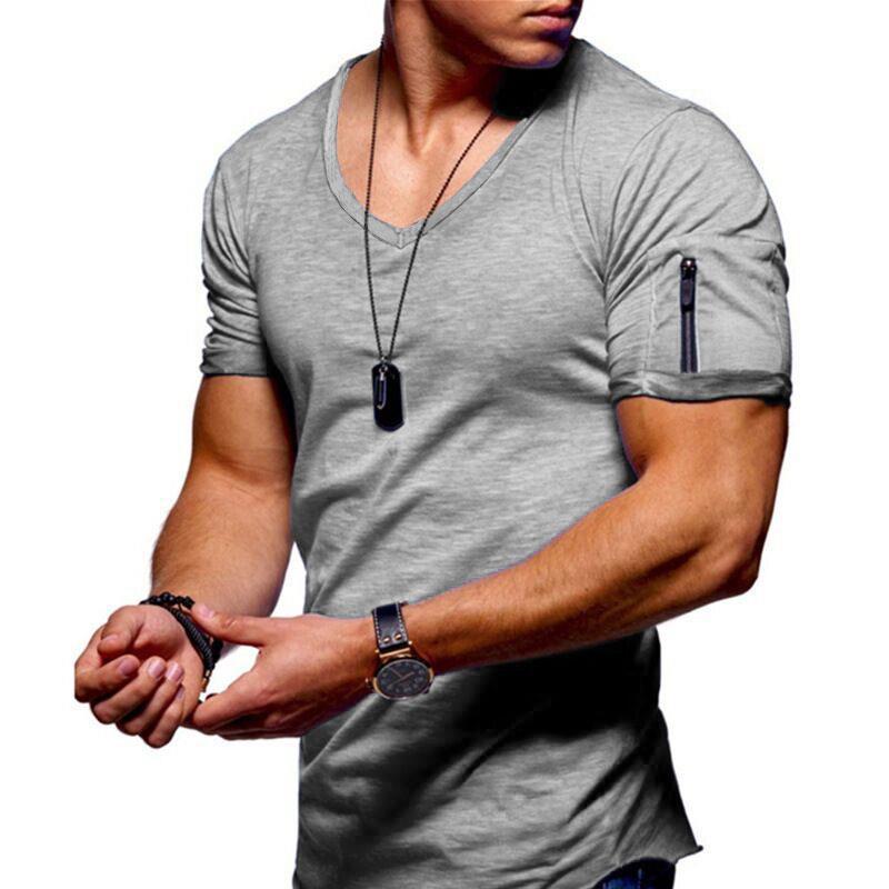 Men's V-neck Short-sleeved Youth Shirt