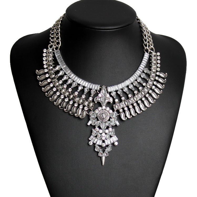 CJ Alloy Imitation Diamond Short Necklace Crystal Necklace
