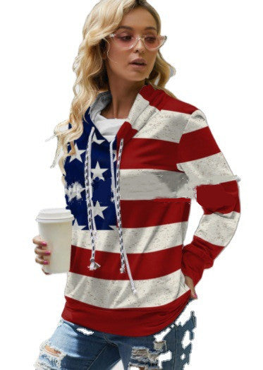 Women's American Flag Casual Urban Sweatshirt