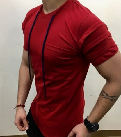 Men's Round Neck Slim Solid Color Short Sleeved T Shirt