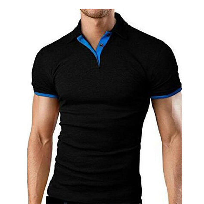 Men's Stand-Up Collar Short-Sleeved Polo Shirt Business Casual Solid Color Polo Shirt