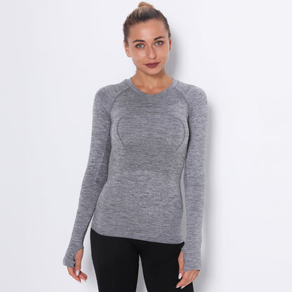 Women Letter Printing Sport Shirts Solid Color High Elastic Gym Yoga Top Running Breathable Long sleeve T-Shirts