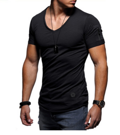Men's V-neck Short-sleeved Youth Shirt