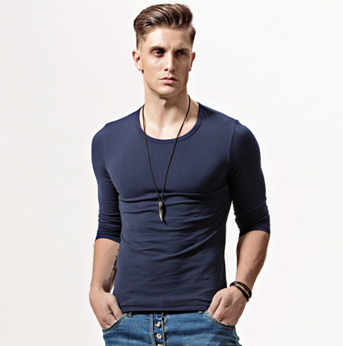 Men's long-sleeved t-shirt bottoming shirt V-neck