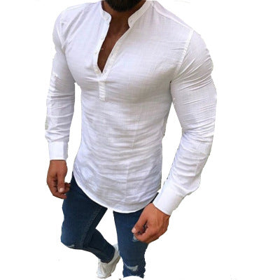 Casual Linen Half-Open Men's Shirt