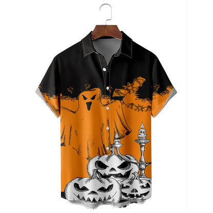 Halloween Print Loose Men's Shirt