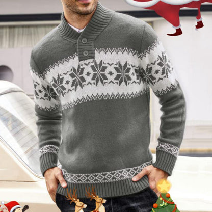 Long Sleeved Christmas Jacquard Knitting Sweater For Men