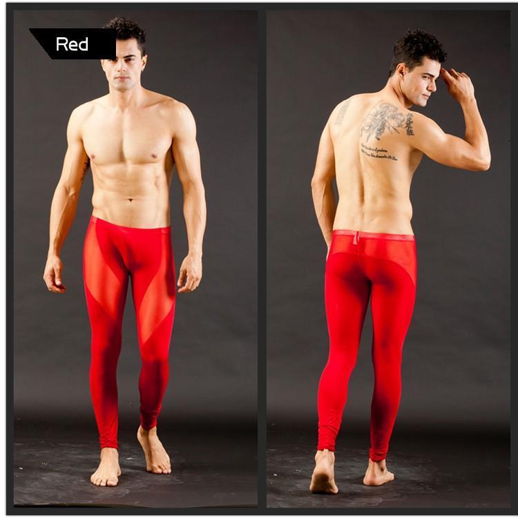 Men Mesh Transparent  Sexy Long Johns Underwear Leggings Pants Tights Casual Long Underpants men pants sheer