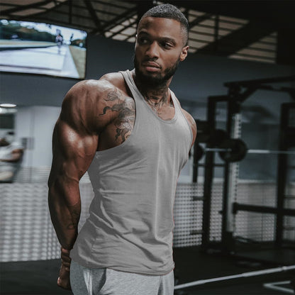 Men Gym Singlet Stringer Muscle Tank Tops Fitness Sport Shirt Y BACK Racer Workout Tops Vest