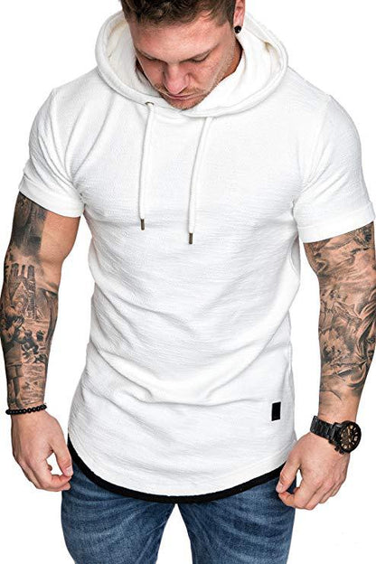 Solid color hooded T-shirt