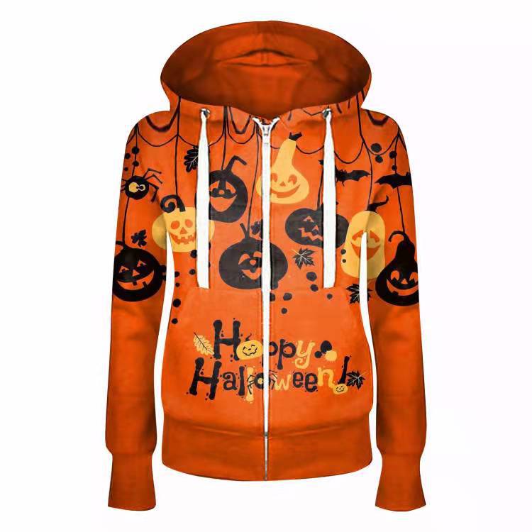 Halloween Men's And Women's Hooded Zipper Sweater Fashion Digital Printing Jacket