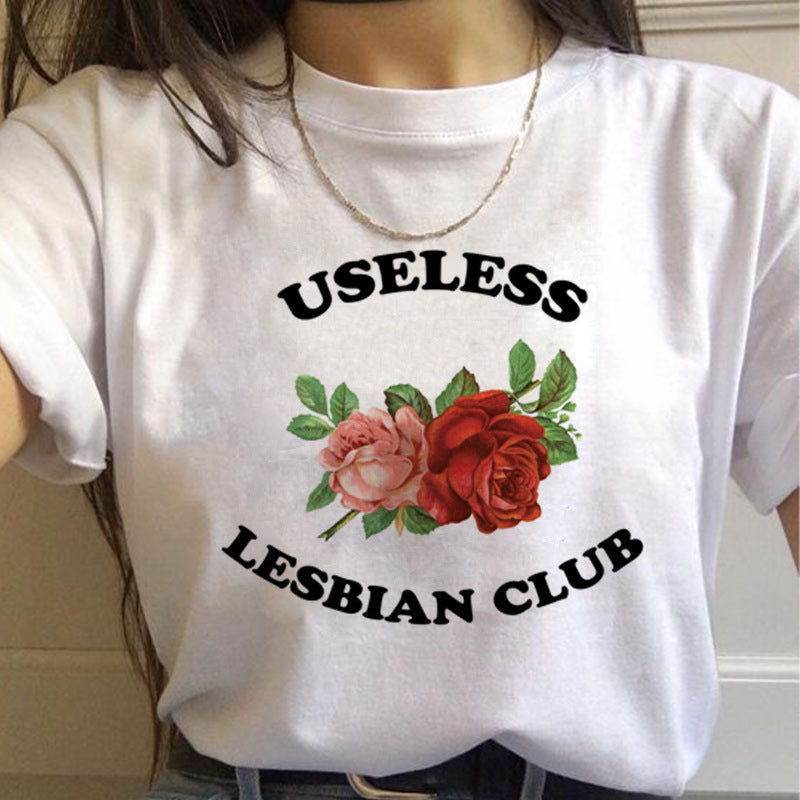 WomenT Shirts Gay Pride Rainbow Gay Short Sleeve Ladies T-shirt Girlfriends