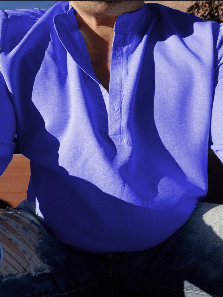 Casual Linen Half-Open Men's Shirt