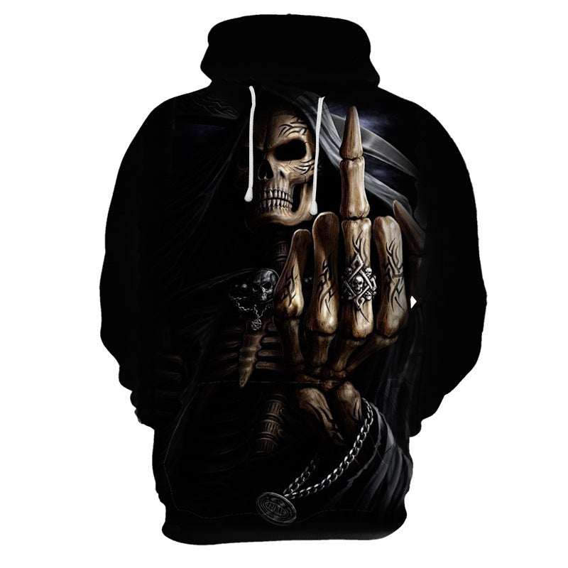 New Halloween Christmas Eve Skull 3D Digital Printed Fashion Brand Men's Pullover Hooded Sweater