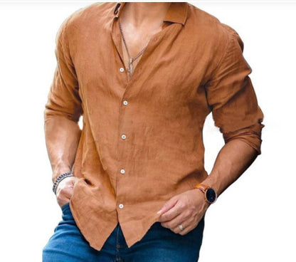 Men's Casual Long Sleeve Solid Color Shirt