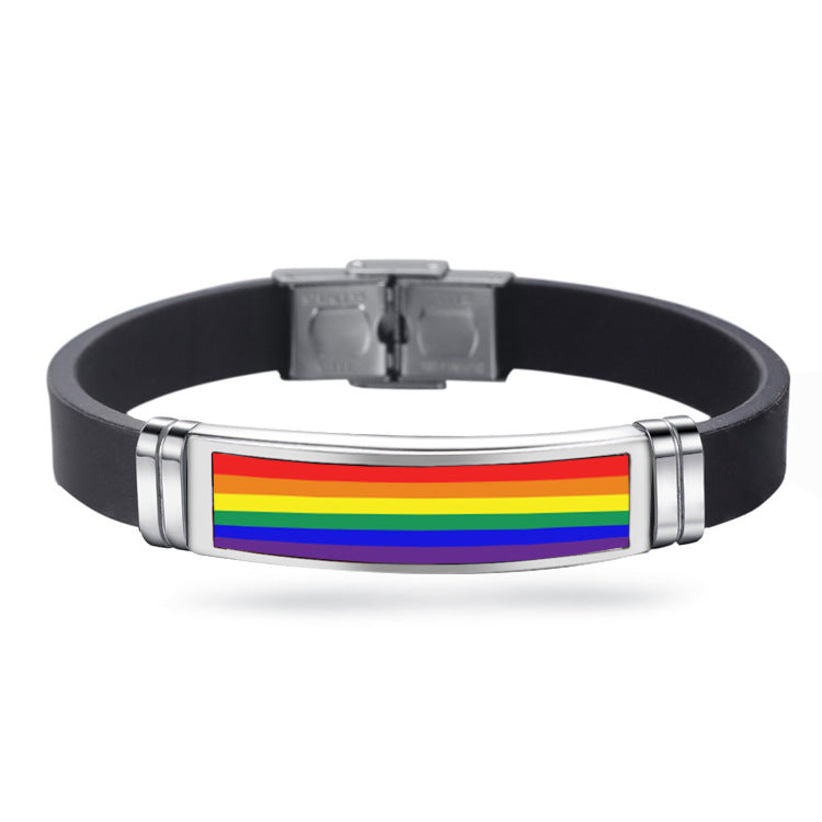 Gay Pride Charm Bracelet Buckle Bracelet Rainbow
