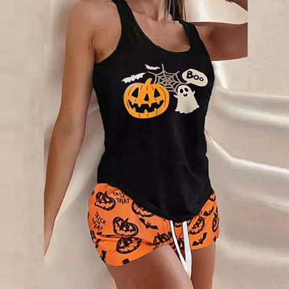 Two Piece Split Printing Set Of New Halloween Home Clothes