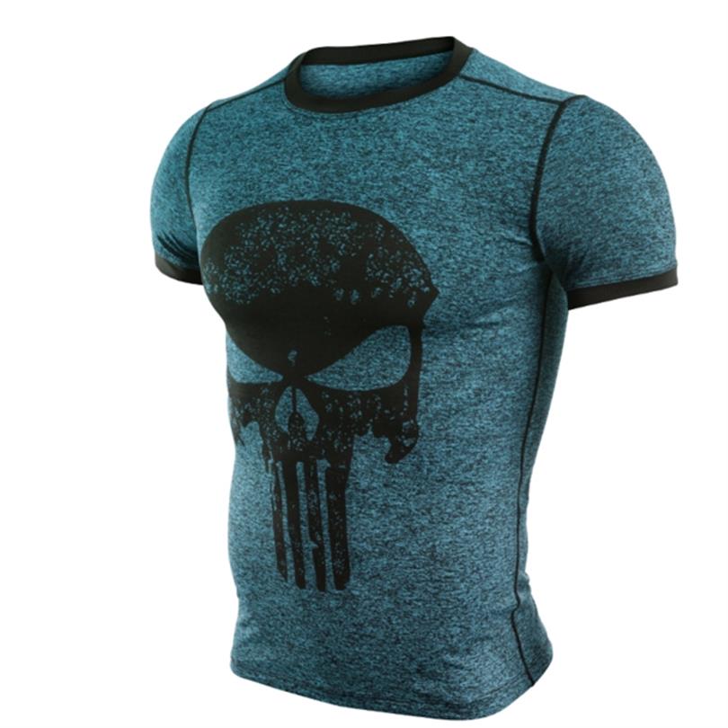 Punisher Running Shirt Men T-shirt Short Sleeve Compression Shirts Gym T Shirt Fitness Sport Shirt