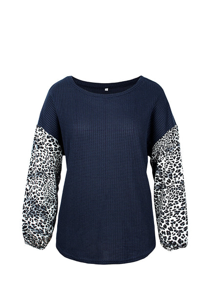 Plus size women's leopard stitch sweater