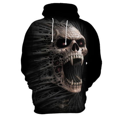 New Halloween Christmas Eve Skull 3D Digital Printed Fashion Brand Men's Pullover Hooded Sweater