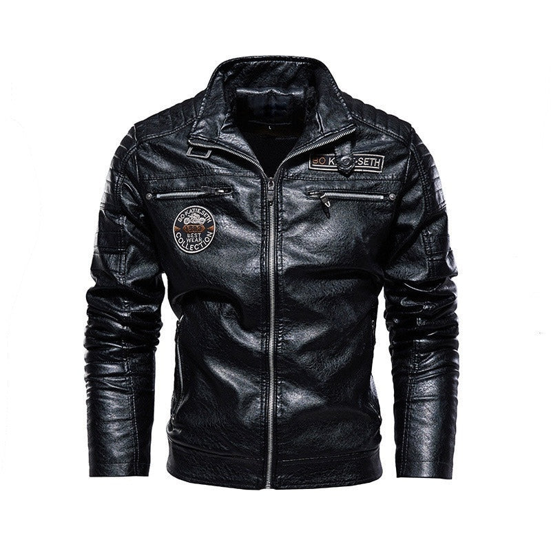 Men Leather Jacket Autumn Zipper Long Sleeve High Quality Motorcycle Jacket Coat Winter Turn Down Collar Plus Size Male Coat
