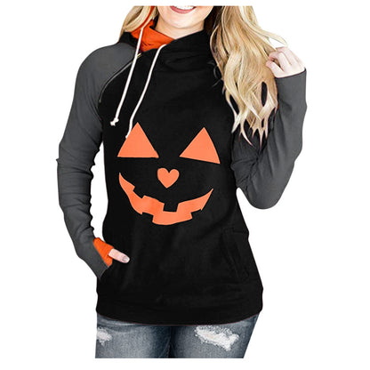 Halloween pumpkin printed women's sweater