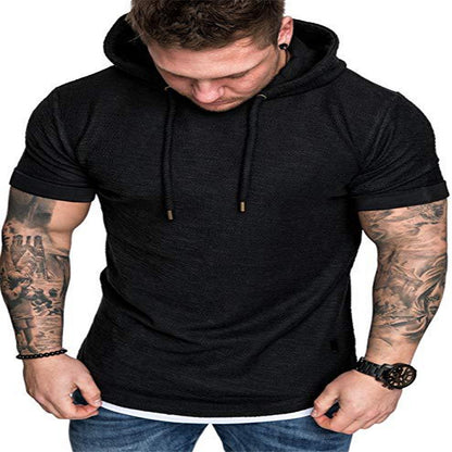 Solid color hooded T-shirt
