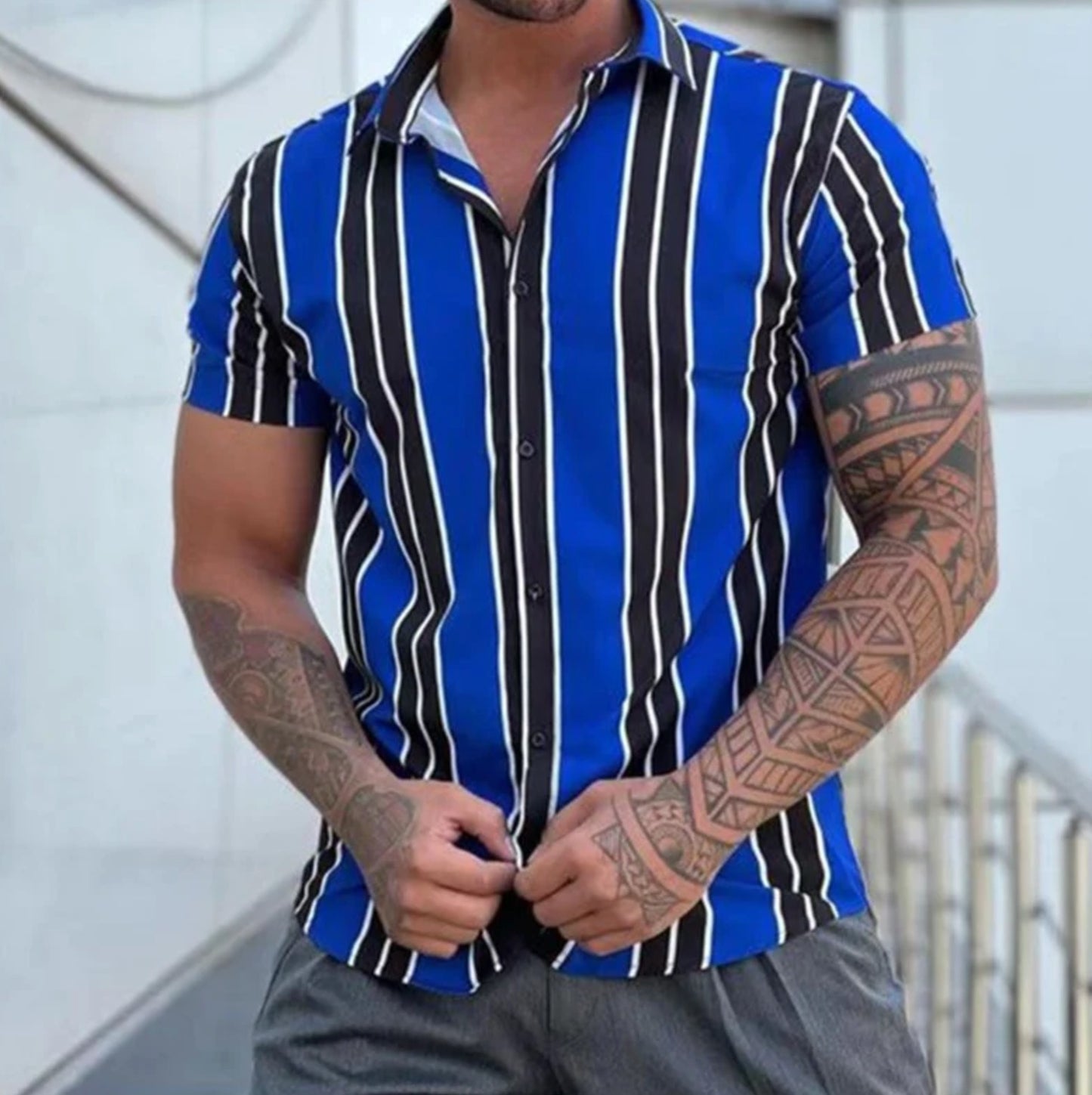 Printed Fashion Hawaiian Shirt Men
