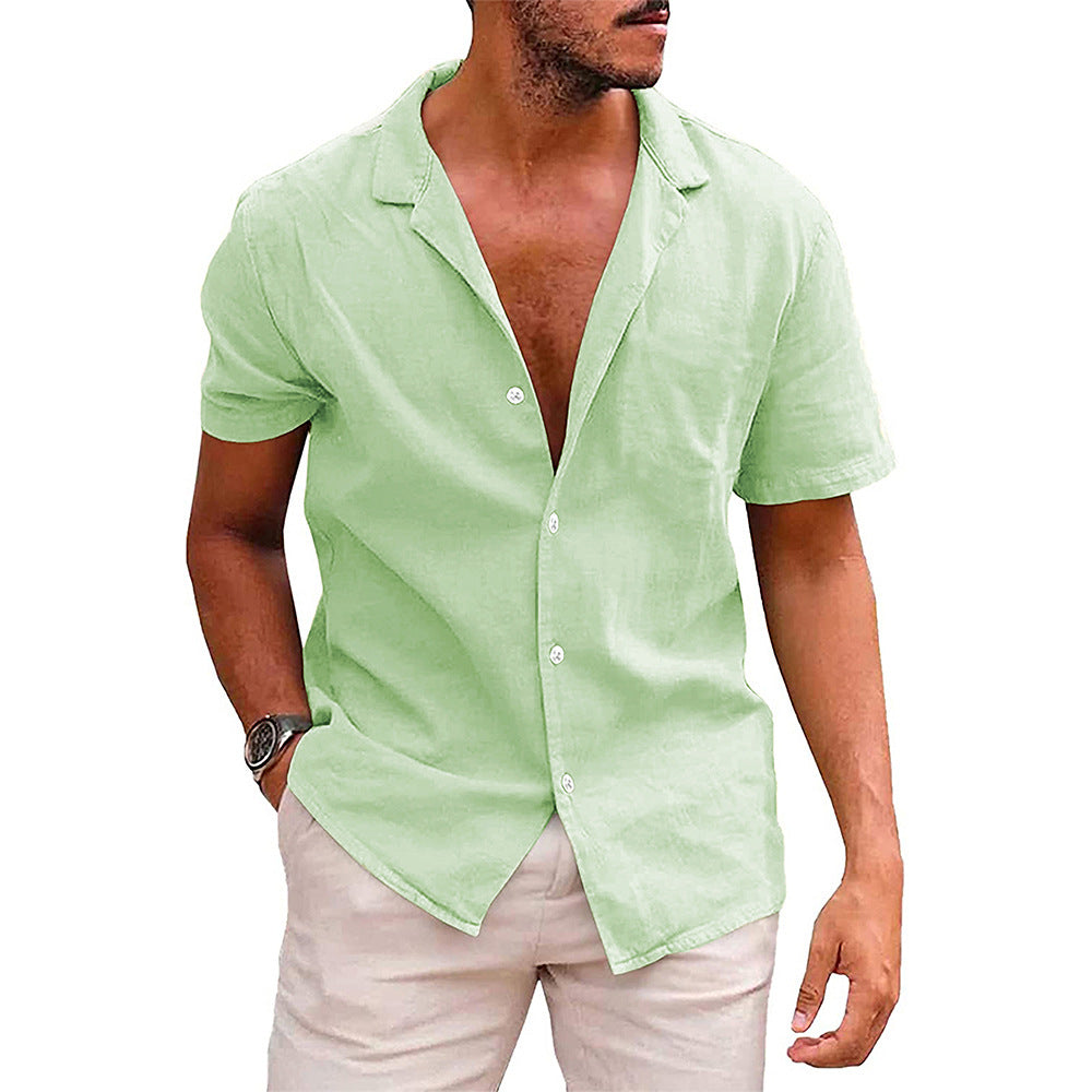 CJ Men's Tops Casual Button Down Shirt Short Sleeve Beach Shirt Summer