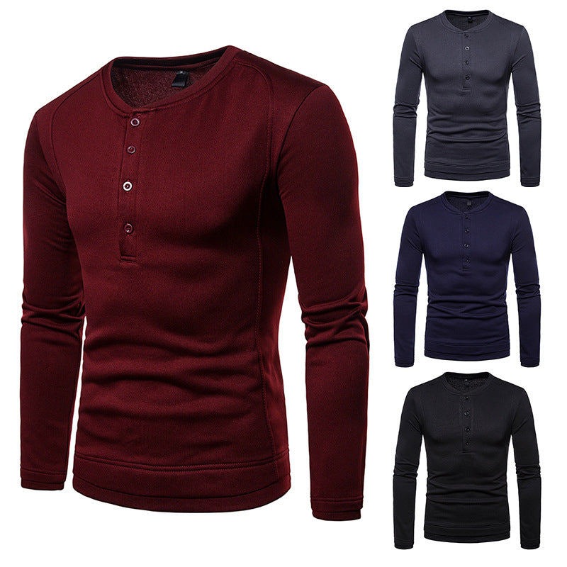 European And American Style Youth Solid Color Casual Tube Round Neck Bottoming Shirt