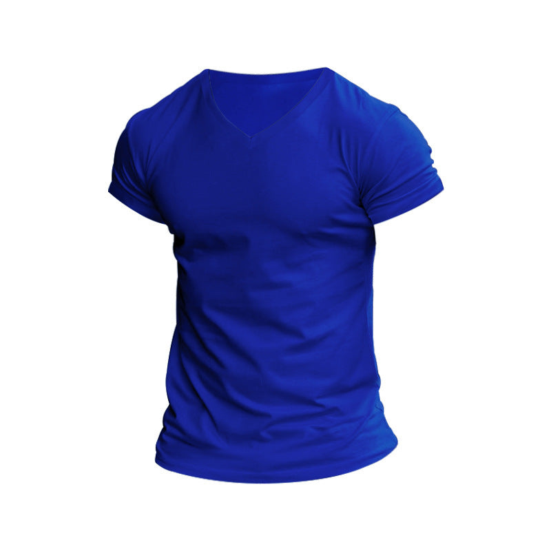 Men's Outdoor Solid Color V-Neck T-Shirt Casual