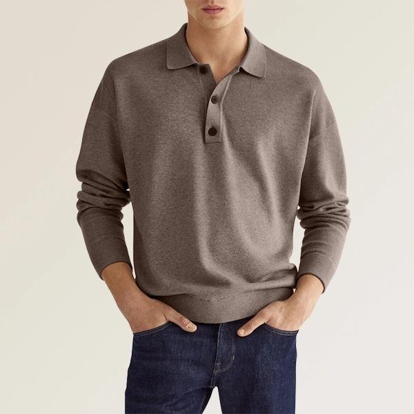 New Autumn Long Sleeve V-neck Buttons Men's Casual Jacket Polo Shirt