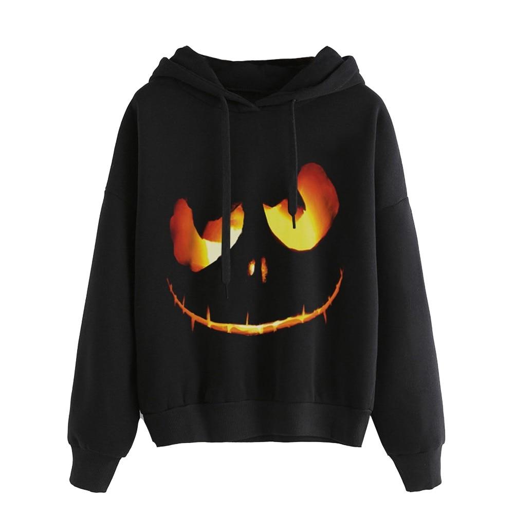 EP Women Autumn Halloween Pumpkin Devil Sweatshirt Plus Size