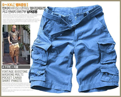 MISNIKI   Mens Shorts Casual Loose Knee-length Mens Cargo Shorts Within Belt S-3XL