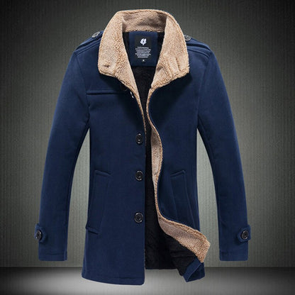 Jacket Men Winter Fleece Plus Velvet Thick Warm Coat Mens Slim Fit Trench Overcoat Male Outdoor Windproof Jackets Long Outwear
