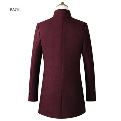 New Brand Autumn Winter 30% Wool Men Thick Coats Stand Collar Male Fashion Wool Blend Jackets Outerwear Smart Casual Trench