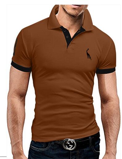 EP Mens Polo Shirt Short Sleeve Fashion Casual Slim Deer Embroidery Printing Men