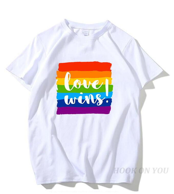 Men's Pride Lgbt Gay Love Lesbian Rainbow Cotton T Shirts 2019 Summer Workout Love Wins Tshirts Boyfriend Gift