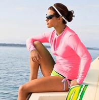 Women Long Sleeve Rashguard Swim Shirts Swimwear Lycra Surf UV-Protection Rush Guard Tops