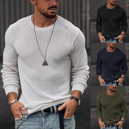 Long-sleeved Sweater Solid Color Round Neck Sweater Bottoming Shirt