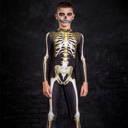Halloween Skeleton Skull Digital Print Skinny Jumpsuit