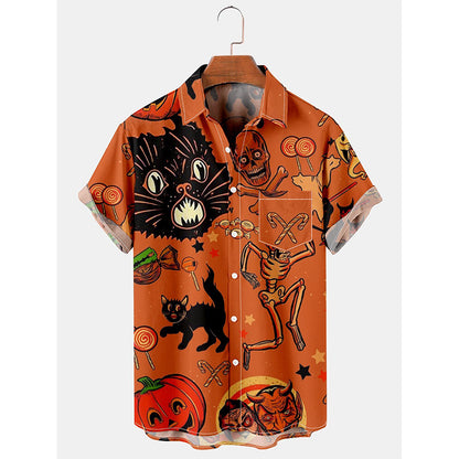 Halloween Print Loose Men's Shirt