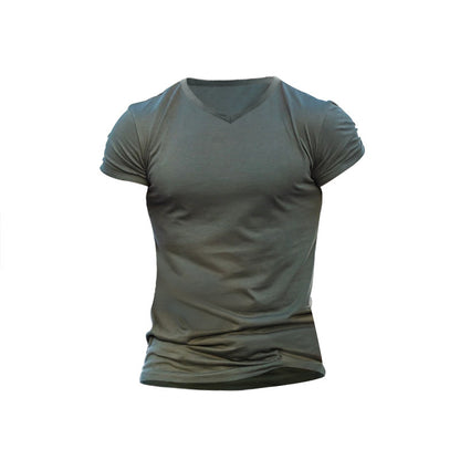 Men's Outdoor Solid Color V-Neck T-Shirt Casual