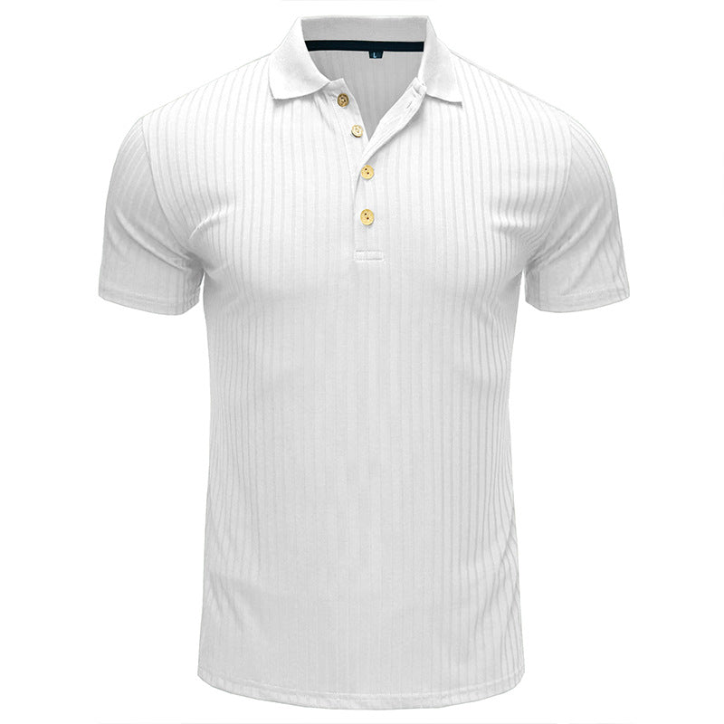Men's Short Sleeve Polo Lapel T-Shirt Solid Color Casual