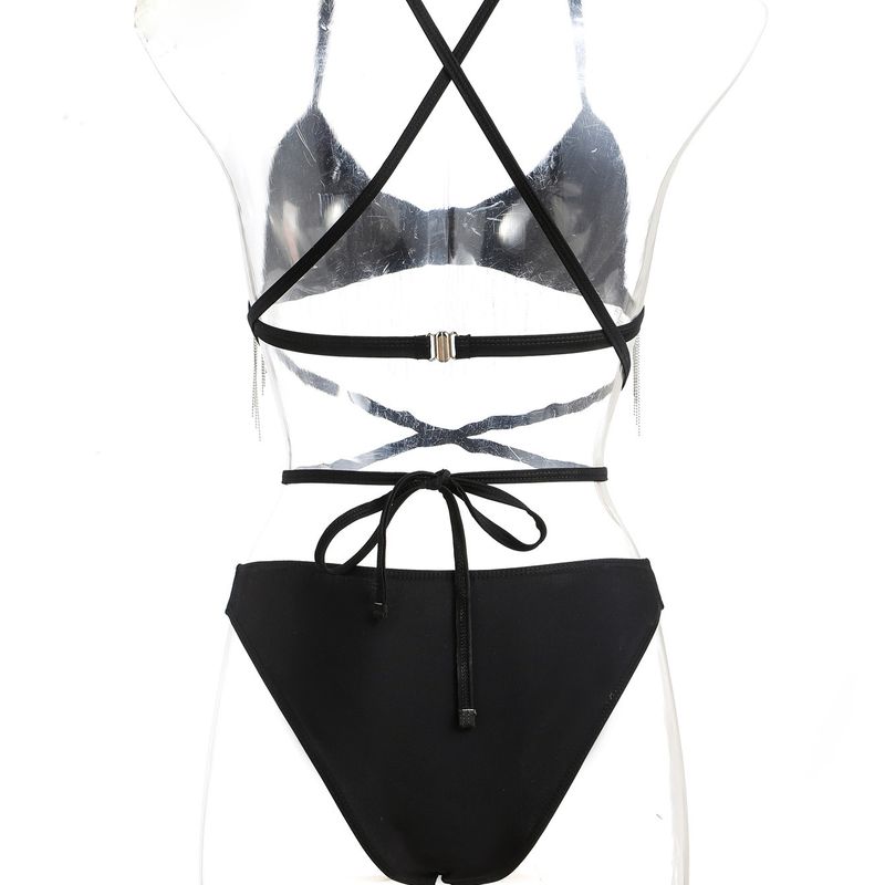 TN Women's Tassel Bikini Splitting Swimwear Criss Cross Bathing Suit