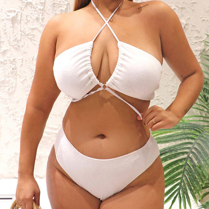 TN Plus-Size Bikini in Solid Color with Sexy Straps Two Pieces Swimsuit