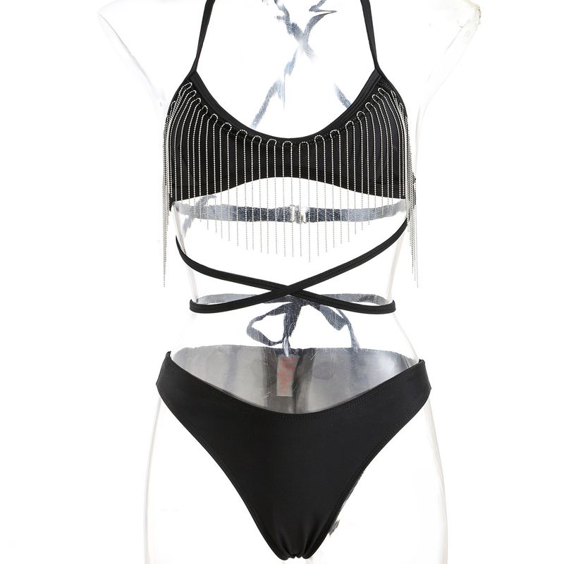 TN Women's Tassel Bikini Splitting Swimwear Criss Cross Bathing Suit