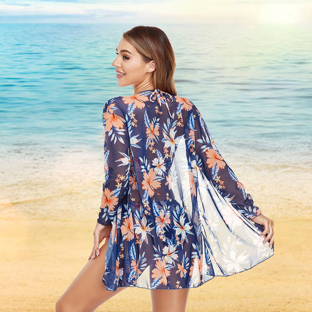 TN Fashion Woman's Summer Floral Beach Swimsuit Gauze Sunscreen Thin Shawl